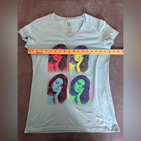 Lana Del Ray Paradise T Shirt Women’s Size Large Blue Short Sleeve Cotton V Neck - Picture 5 of 6
